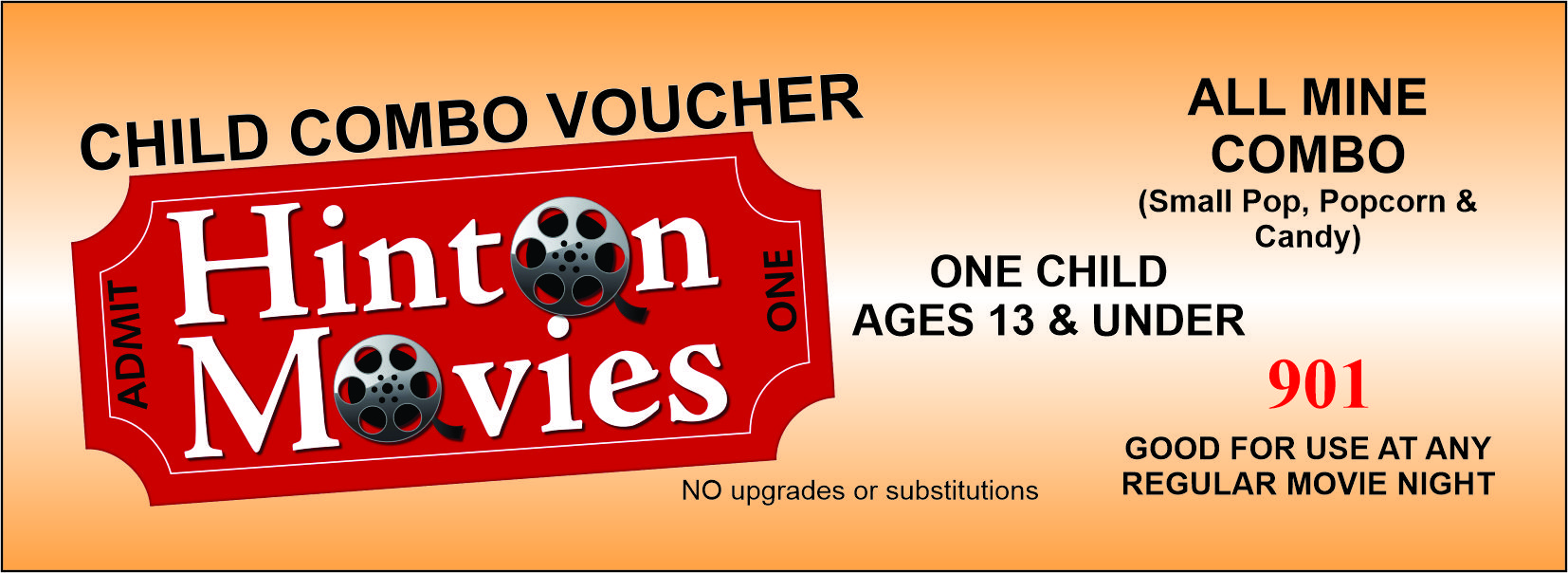 Child Combo Voucher (13 & under) = $17.30 each